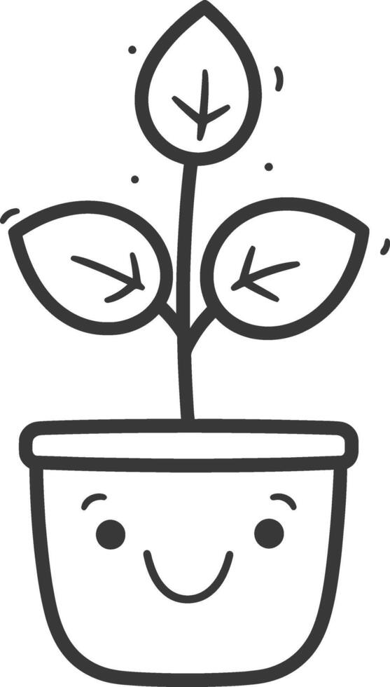 A plant in a pot with a smiling face vector