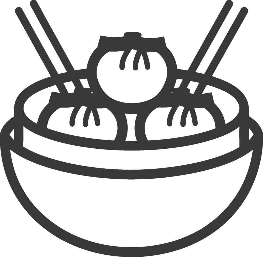 Chinese dumplings in bowl with chopsticks vector