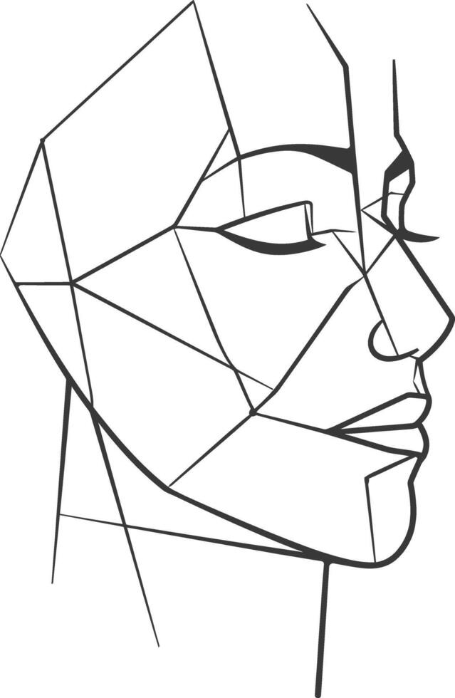 A drawing of a woman's face with geometric lines vector