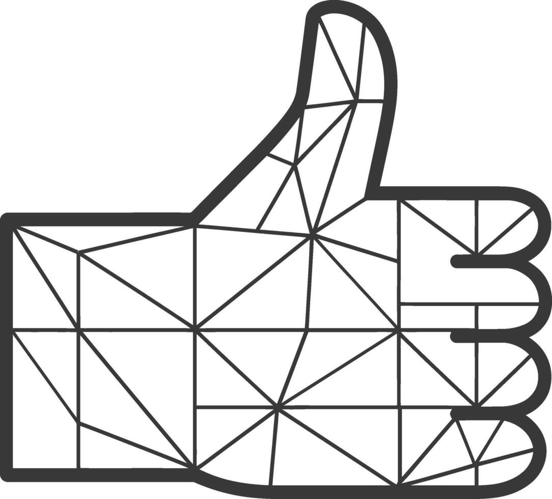 A black and white drawing of a thumbs up sign vector