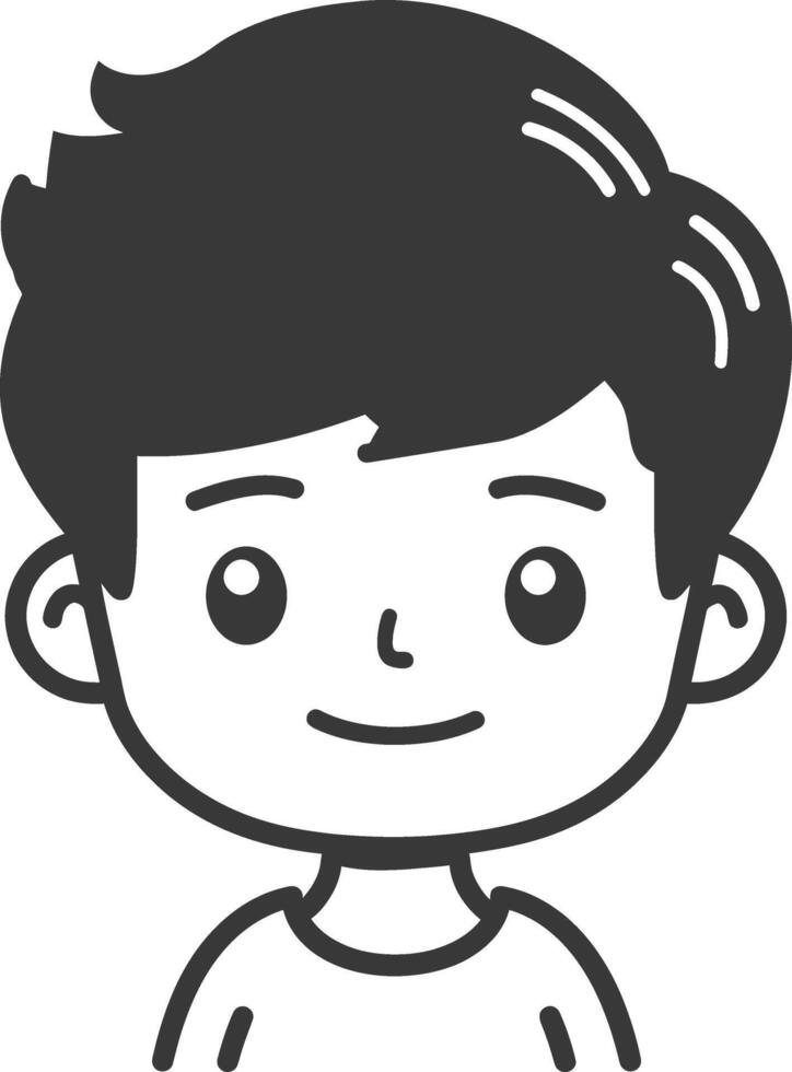 A boy with a black hair and a white shirt vector