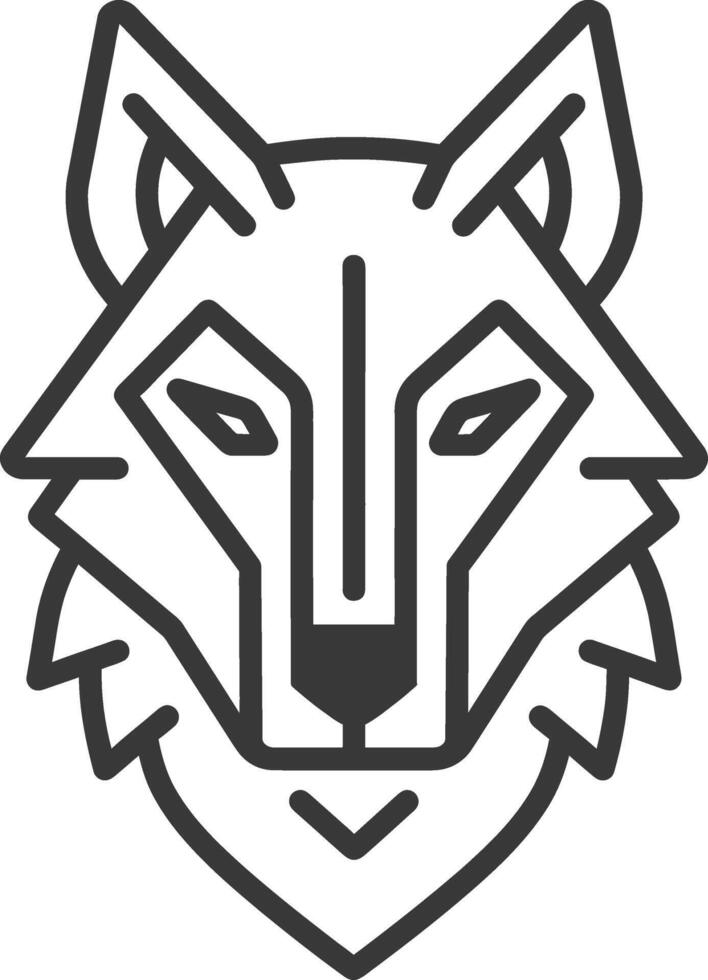 A black and white wolf head icon vector