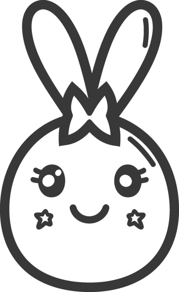 A black and white drawing of a bunny with a bow vector