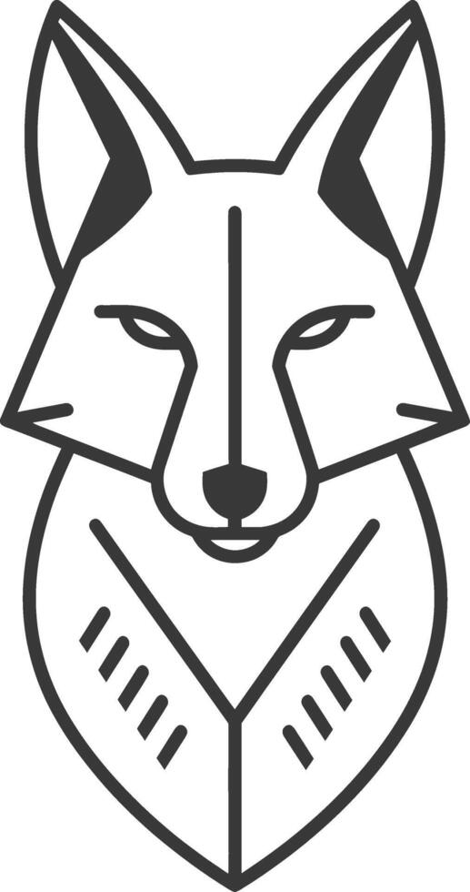 A black and white drawing of a fox vector