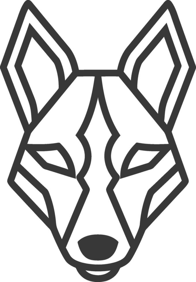 A black and white drawing of a fox's head vector