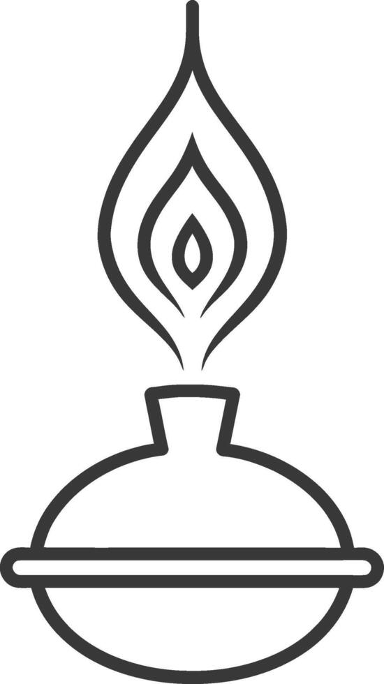 A black and white drawing of a candle with a flame vector