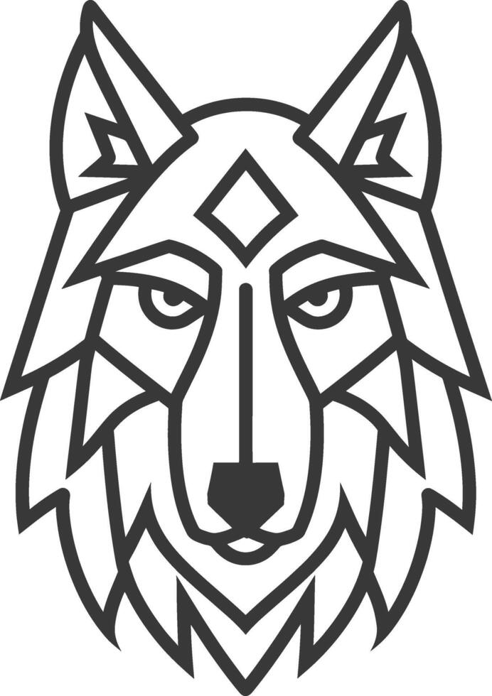A wolf head with geometric lines on it vector