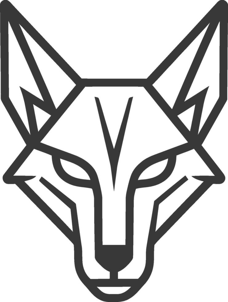 A black and white drawing of a fox head vector