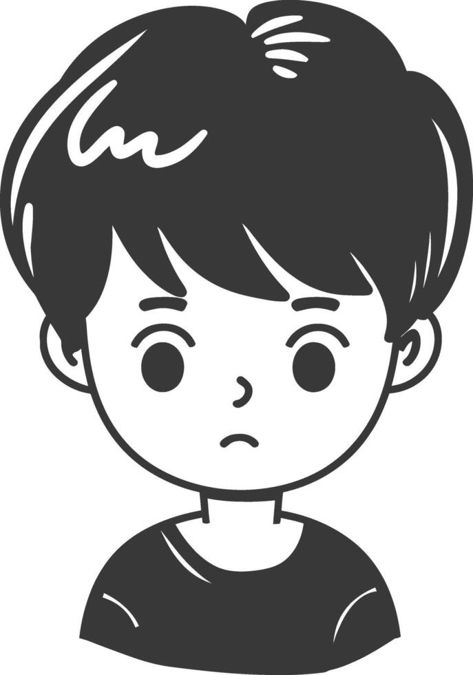 A boy with a sad face on a white background vector