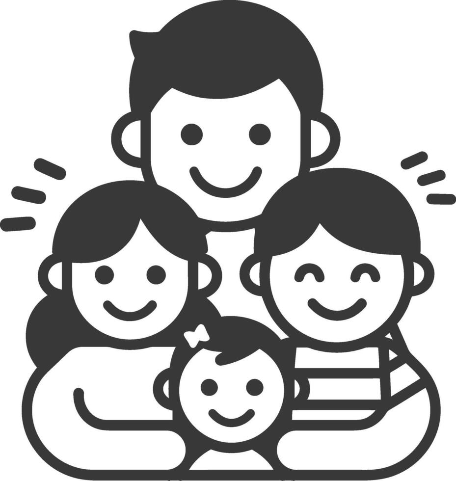 A family with two children and one adult vector