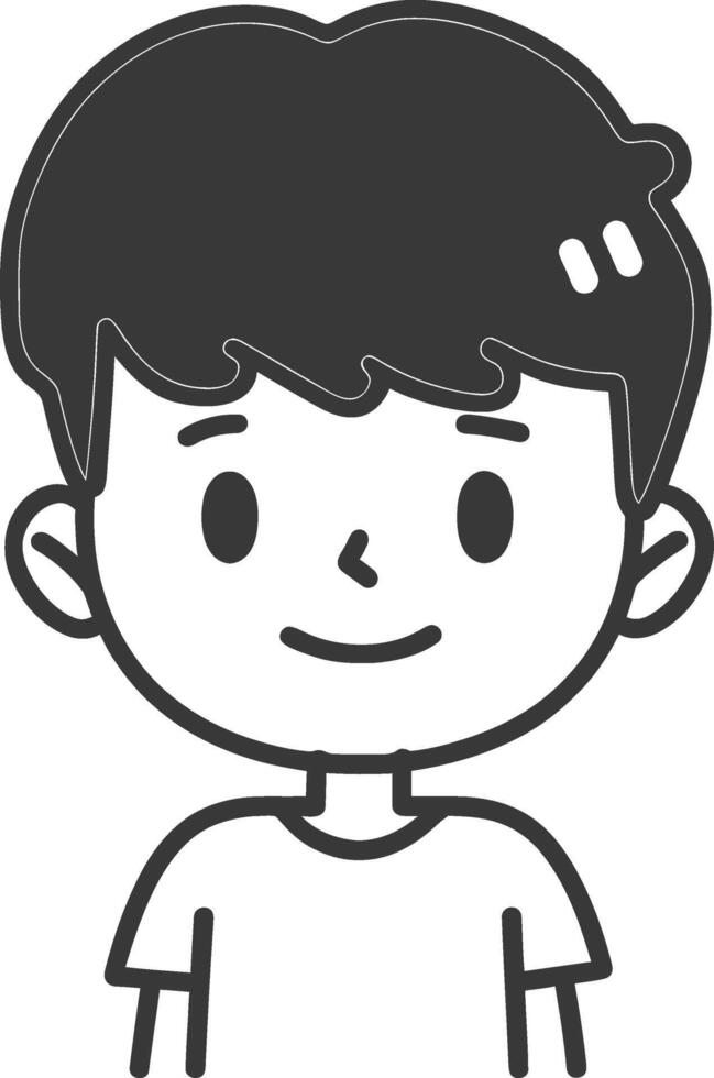 A boy with a black hair and a white shirt vector