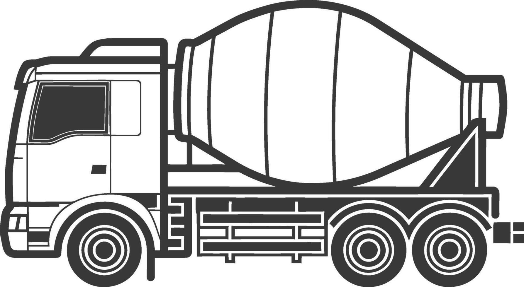 Concrete mixer truck coloring pages vector