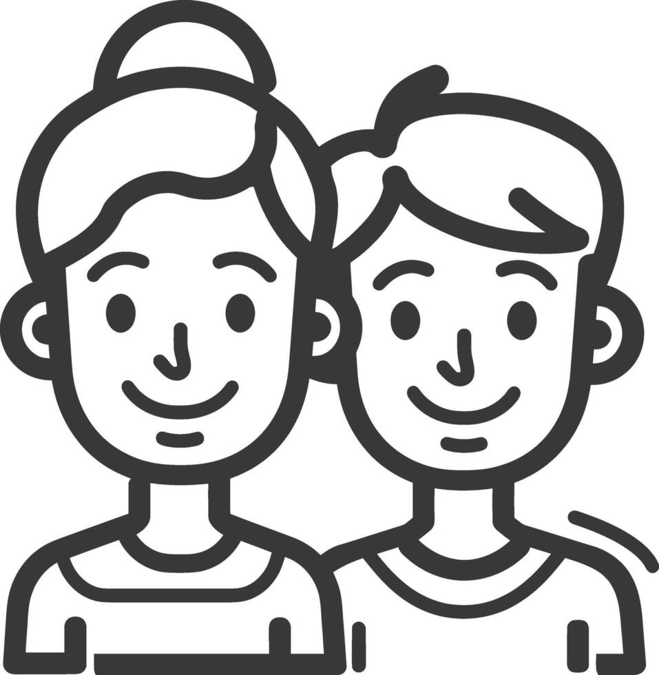 A black and white drawing of a couple vector