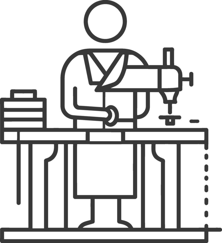 A man is working on a sewing machine vector