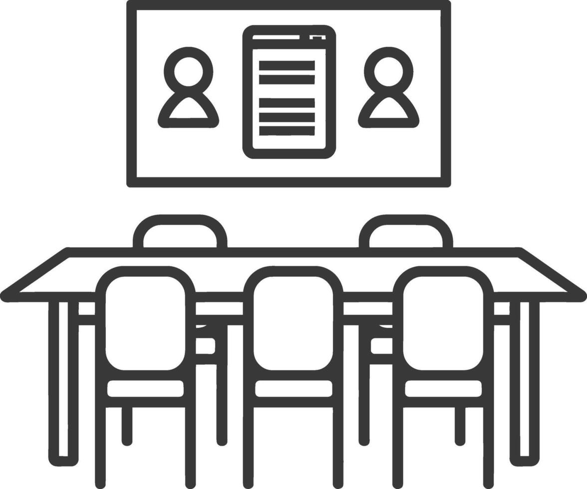 A meeting room with chairs and a screen vector