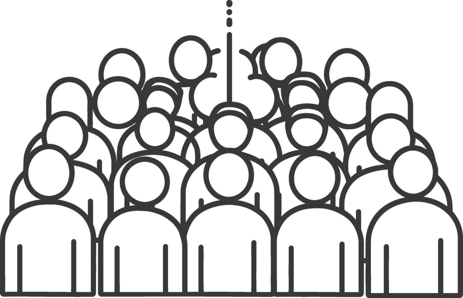 A line drawing of a crowd of people vector