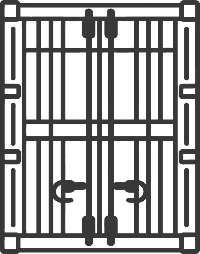 An iron gate with a handle and a lock vector