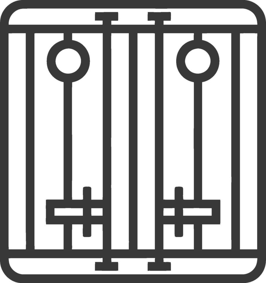 A black and white illustration of a gate vector