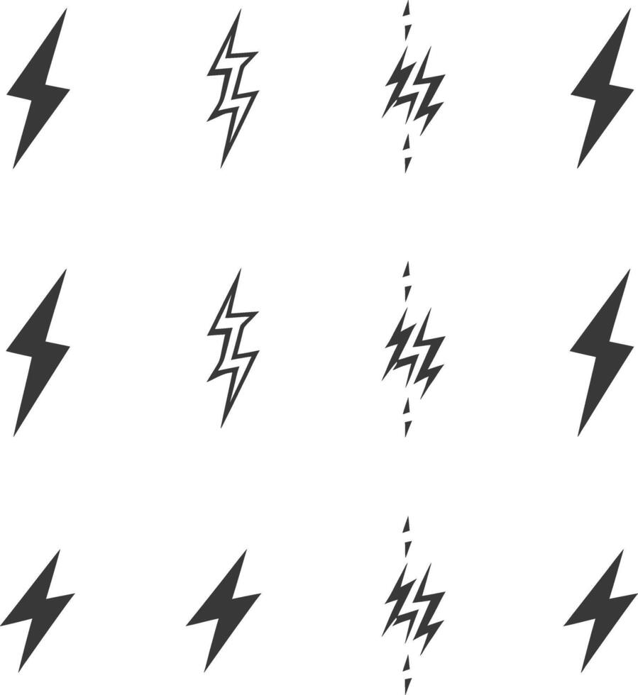 minimalist line art icon lightning bolt collection set logo symbol vector