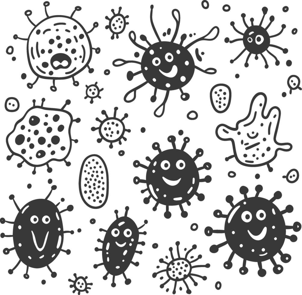 A set of cartoon viruses and bacteria vector