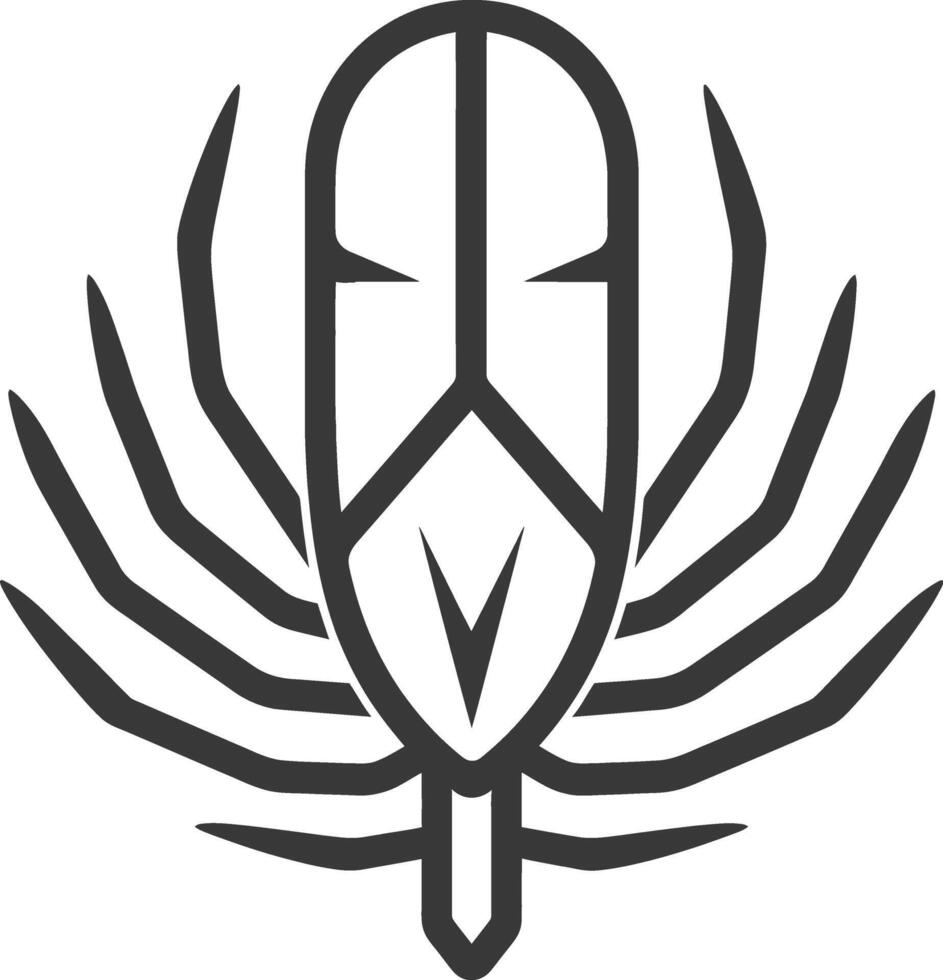 Stylized Feather with Geometric Wings vector