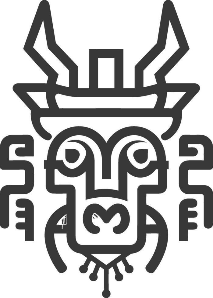 Stylized Geometric Black and White Dragon Face vector