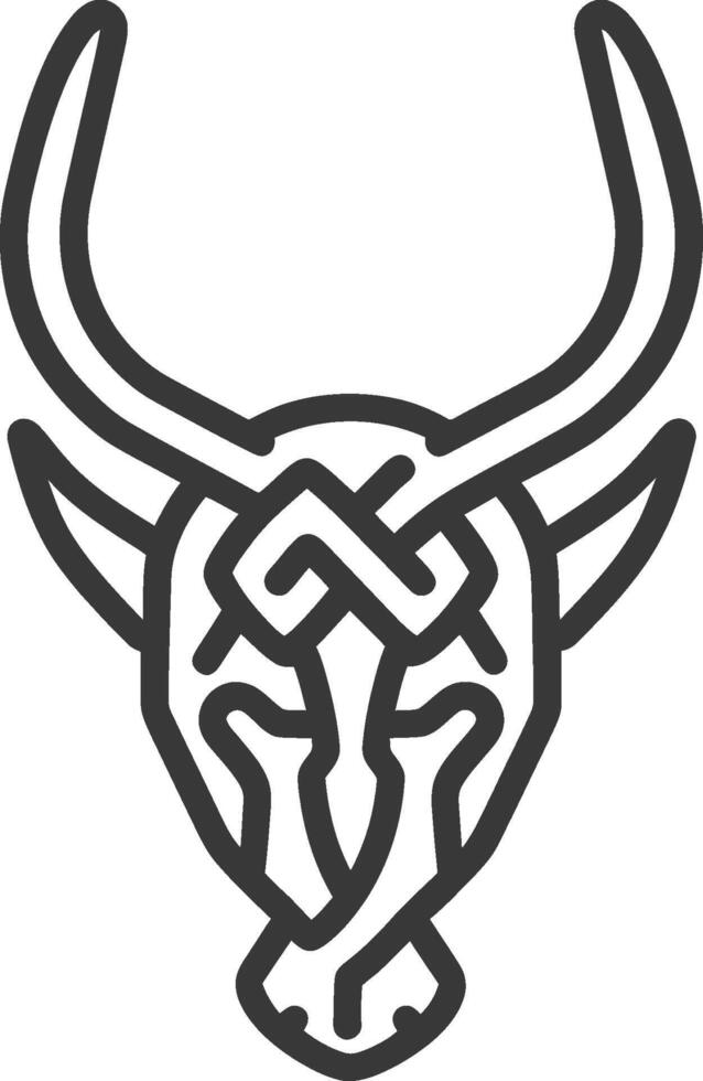 Stylized Bull Head with Intertwined Horns and Facial Details vector