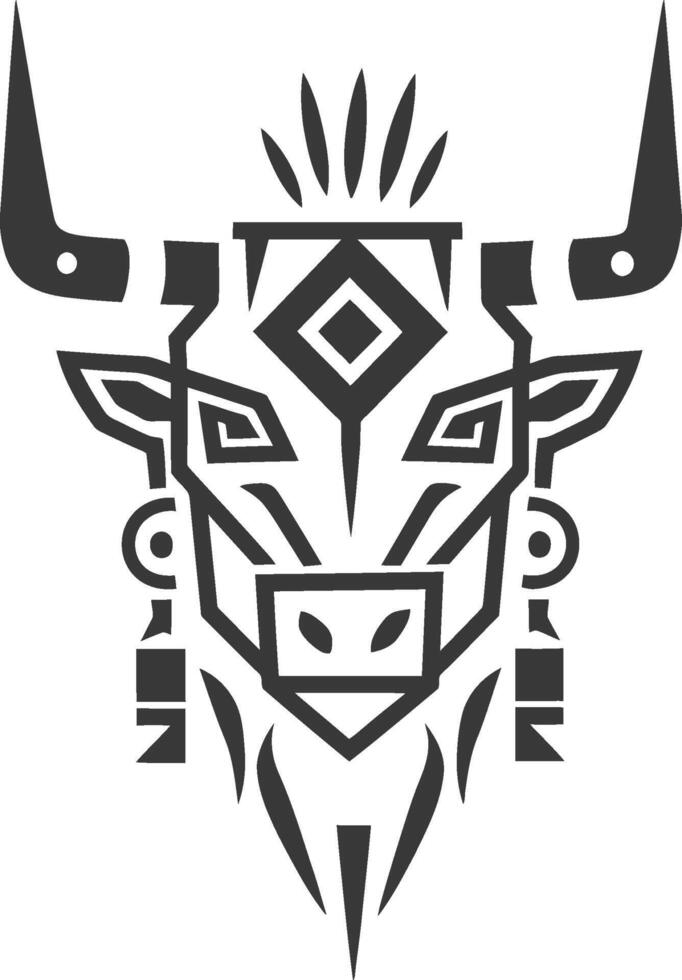 Stylized Geometric Black and White Bull Head vector