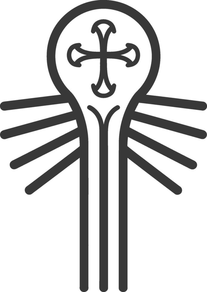 Stylized Cross with Rays and Triple Lines vector