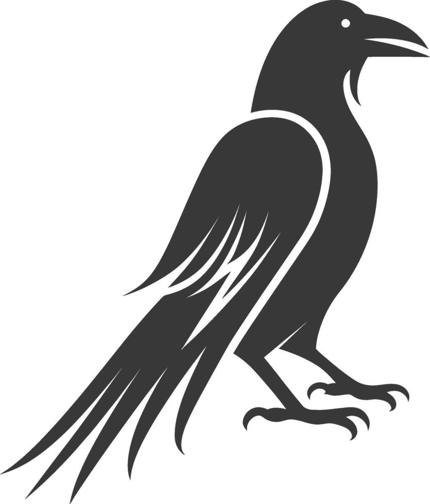 Stylized Black and White Silhouette of a Raven vector