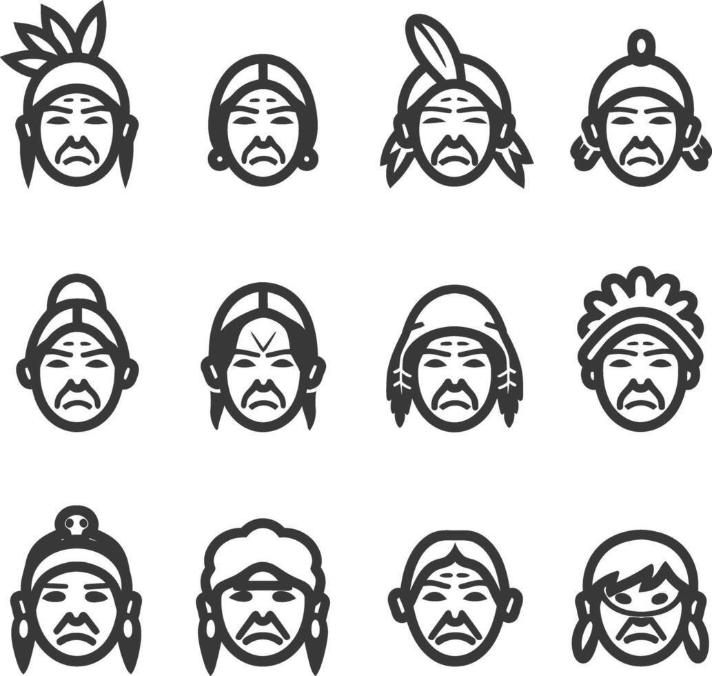Indian head icon set, illustration vector