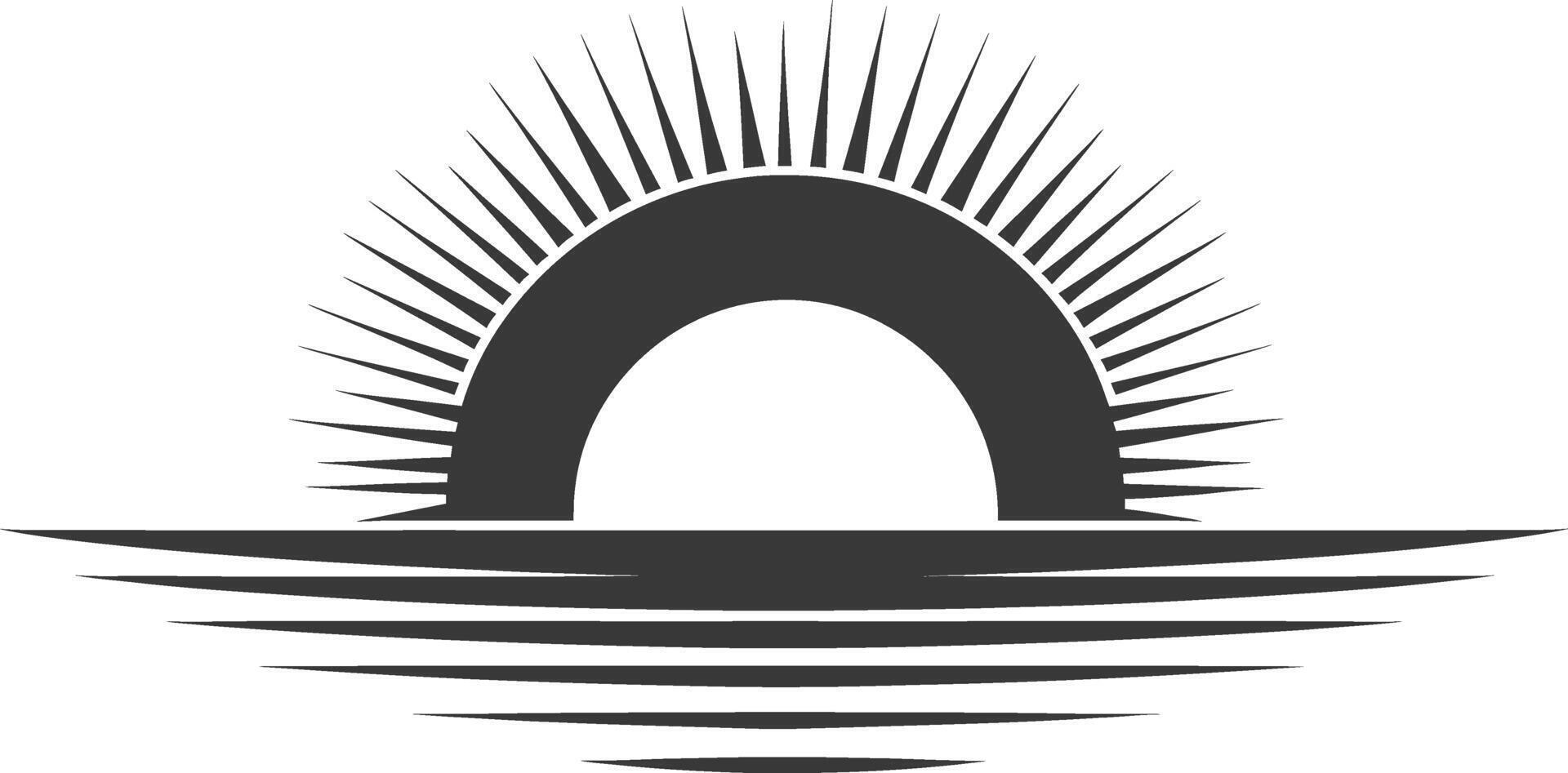 Stylized Black and White Sunset over Water vector