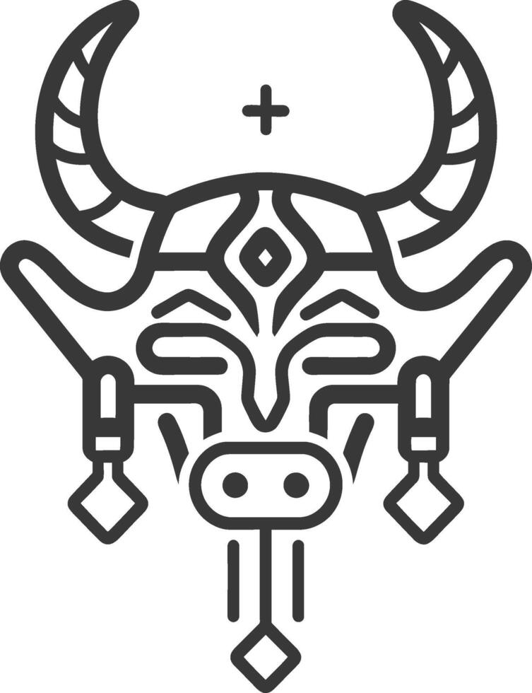 Stylized Bull Head with Ornate Detail and a Plus Symbol vector