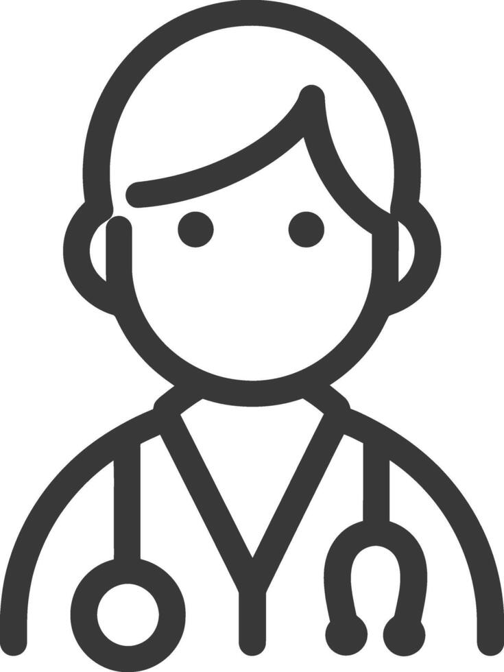 Line drawing of a doctor wearing a stethoscope vector