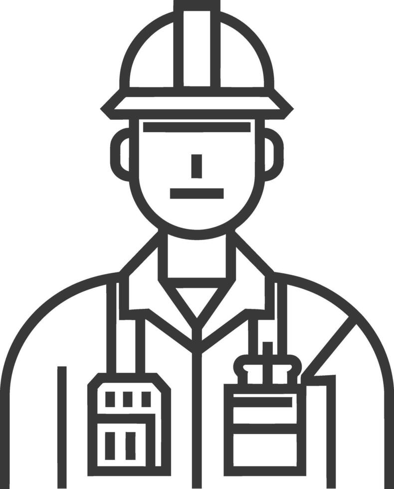 Line Drawing of a Construction Worker Wearing a Hard Hat vector