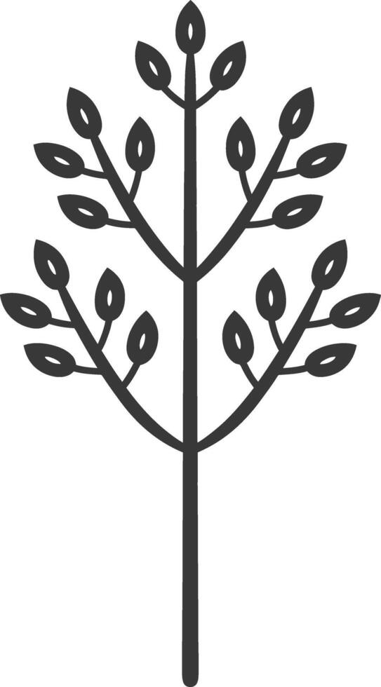 Stylized Black and White Tree with Simple Leaves vector