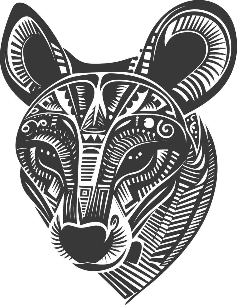 Abstract Geometric Animal Head with Tribal Design vector