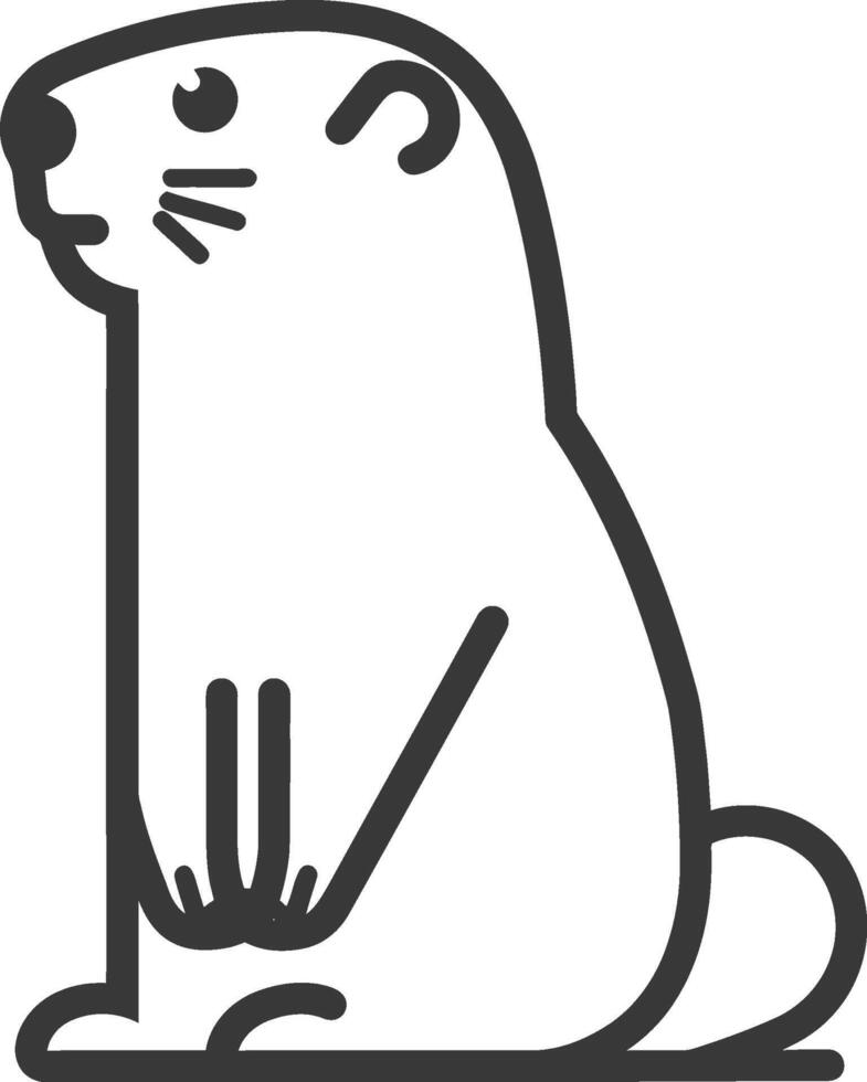 A black and white drawing of a groundhog vector
