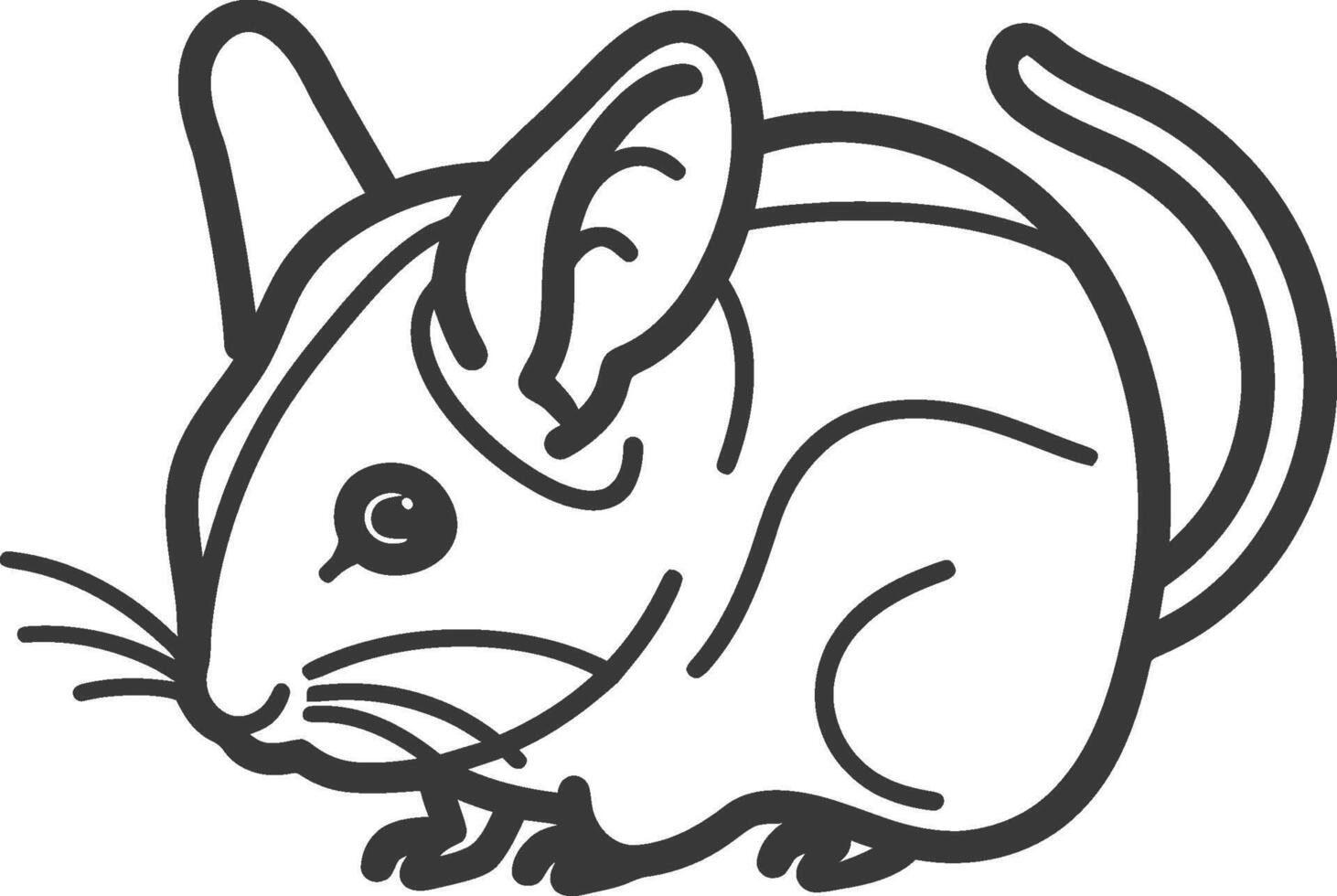 A black and white drawing of a mouse vector
