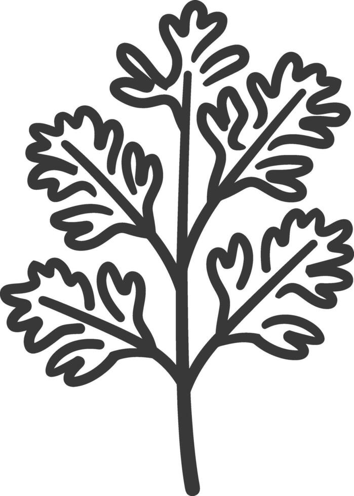 A black and white illustration of a plant vector