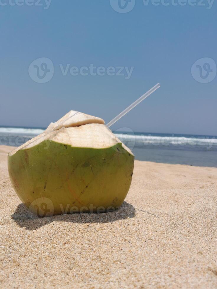 coconut drink at the beach photo