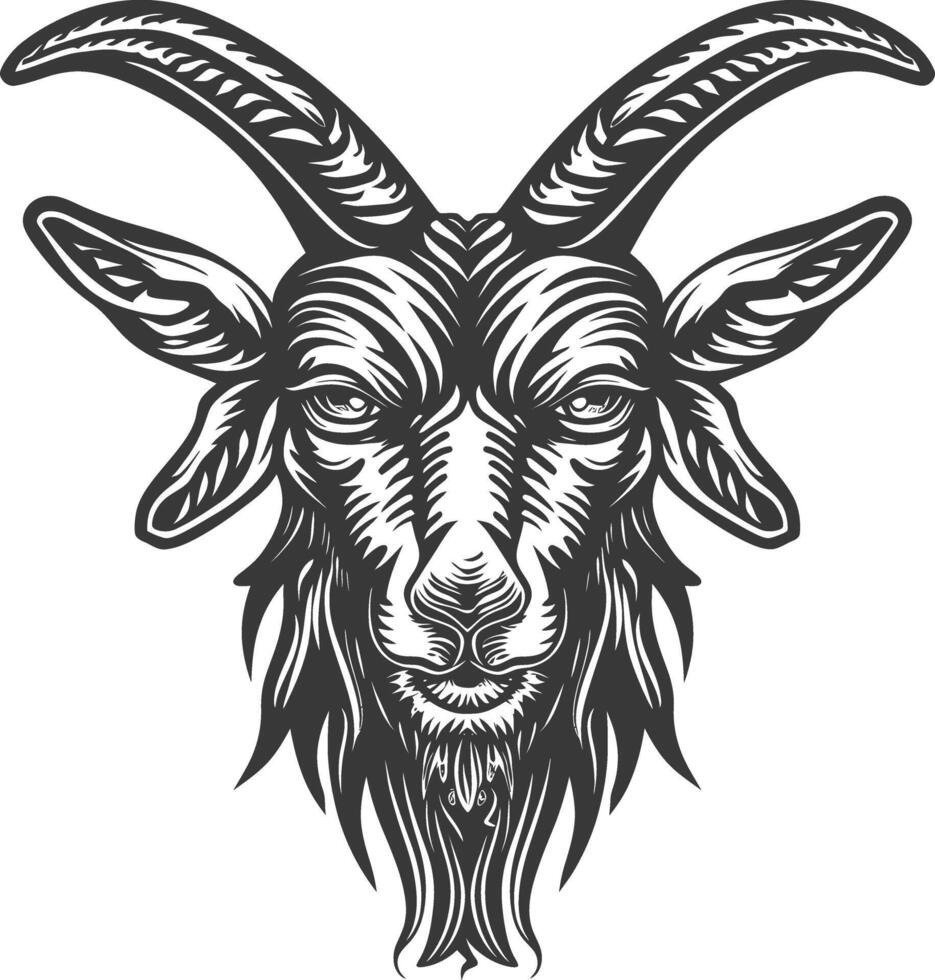 Goat head with horns and horns on a white background vector
