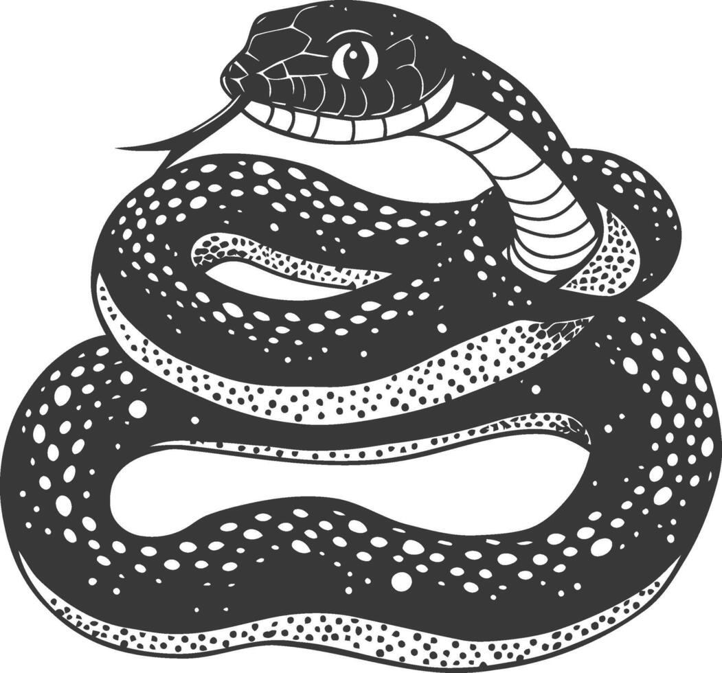 A black and white drawing of a snake vector