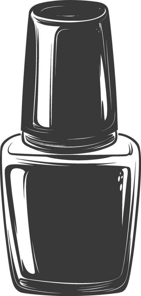 A black and white drawing of a bottle of nail polish vector