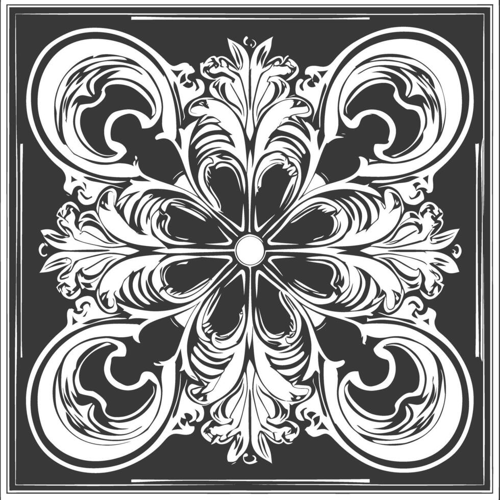 illustration of a black and white floral design vector