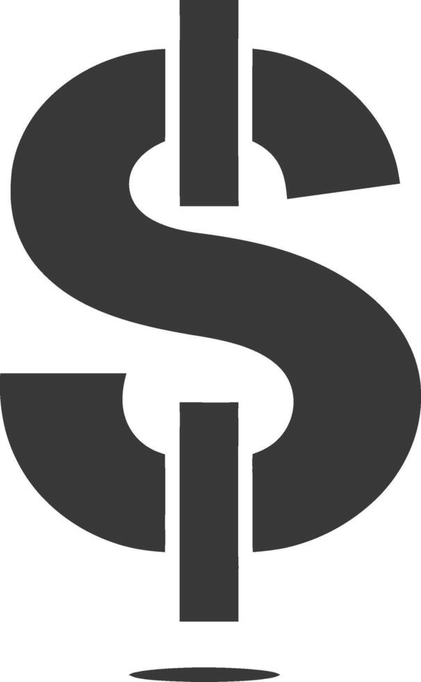 Stylized Dollar Sign with Drop Shadow vector