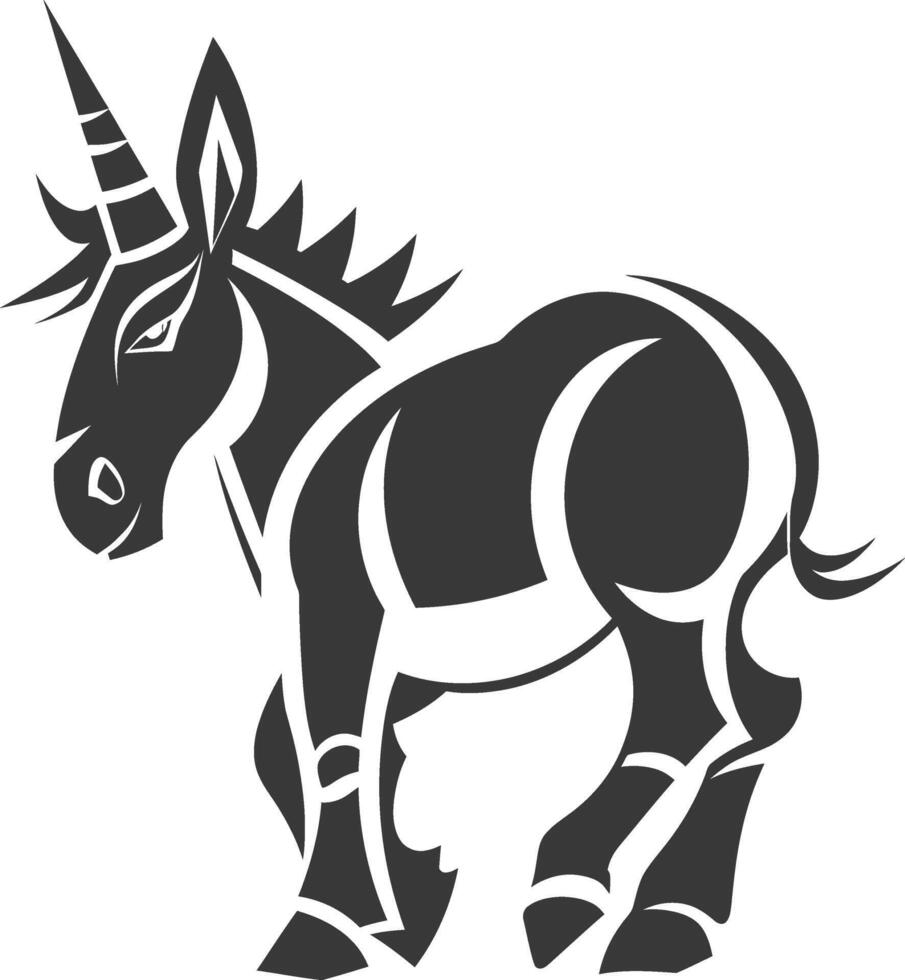 Stylized Black and White Unicorn Illustration vector