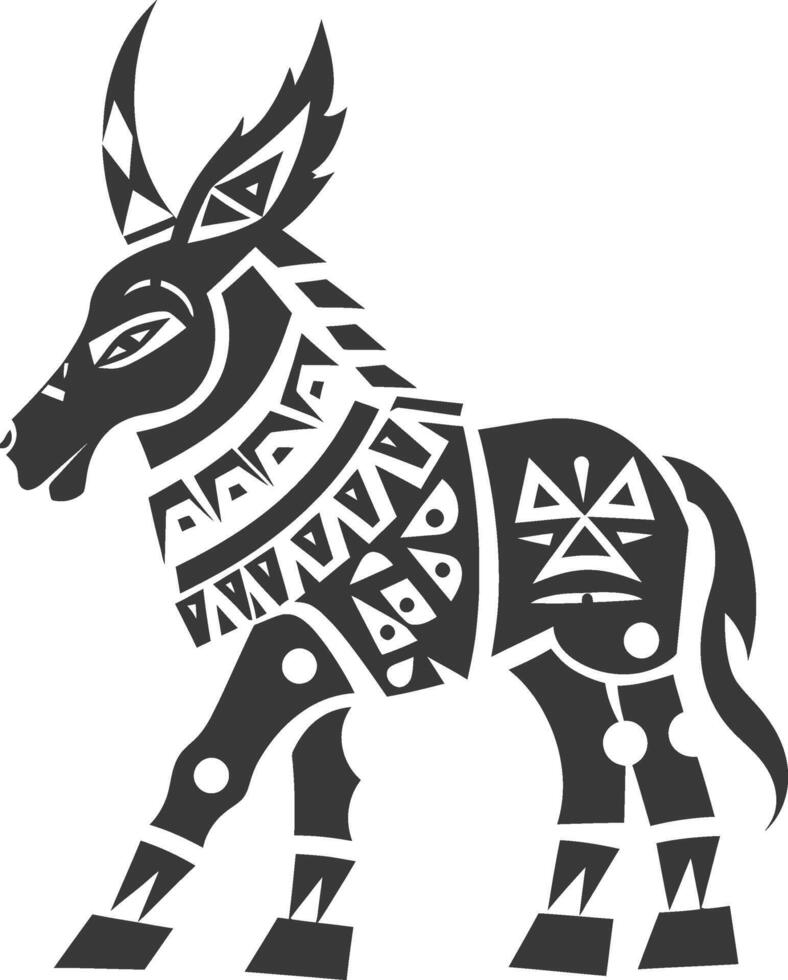 Stylized Geometric Black and White Donkey Illustration vector