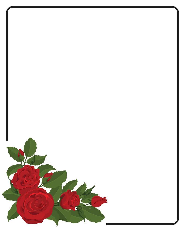 Rose flower frame background for wedding invitation vector