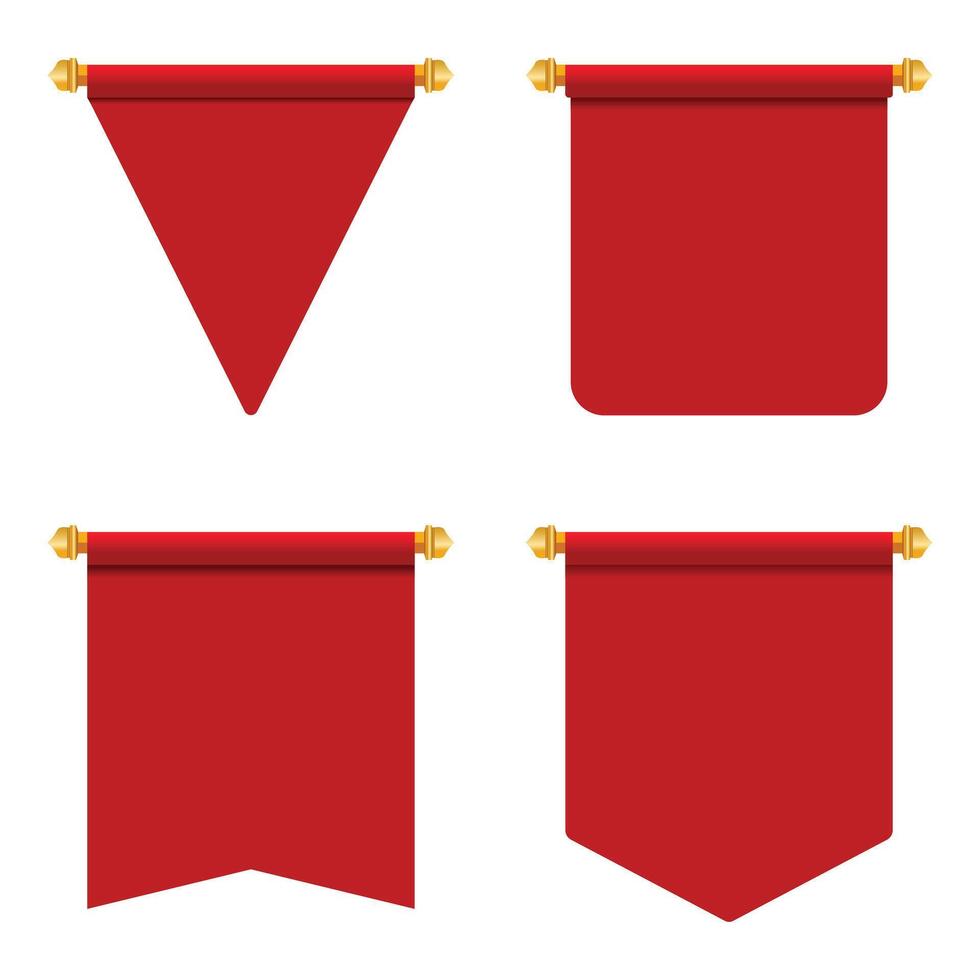 Collection of different blank red royal pennant vector